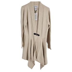 Seventh Avenue Tan Knit Cardigan Sweater Womens Size Medium M *NWT